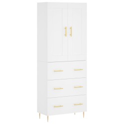 vidaXL Aparador alto madera contrachapada blanco 69,5x34x180 cm