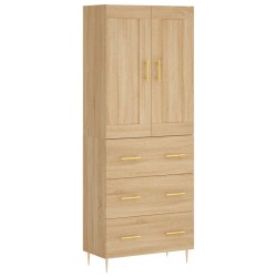 vidaXL Aparador alto madera contrachapada color roble 69,5x34x180 cm