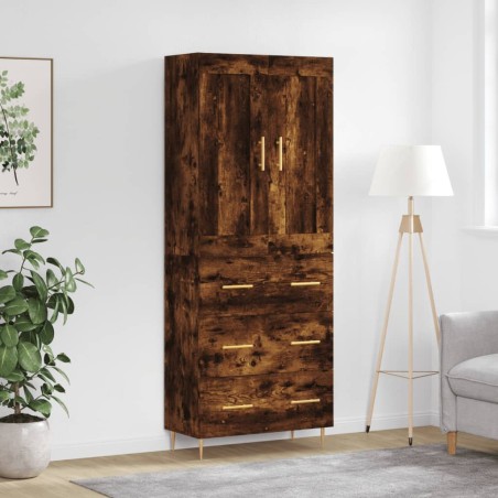 vidaXL Aparador alto madera contrachapada roble ahumado 69,5x34x180 cm