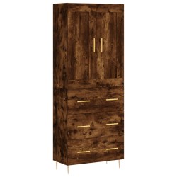 vidaXL Aparador alto madera contrachapada roble ahumado 69,5x34x180 cm