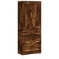 vidaXL Aparador alto madera contrachapada roble ahumado 69,5x34x180 cm