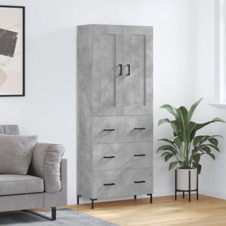 vidaXL Aparador alto madera contrachapada gris hormigón 69,5x34x180 cm