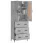 vidaXL Aparador alto madera contrachapada gris hormigón 69,5x34x180 cm vidaXL Aparador alto madera contrachapada gris hormigón 69,5x34x180 cm