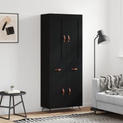 vidaXL Aparador alto madera contrachapada negro 69,5x34x180 cm