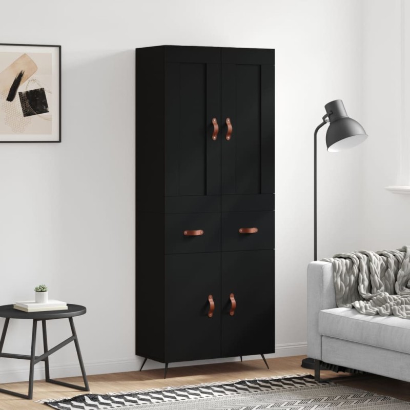 vidaXL Aparador alto madera contrachapada negro 69,5x34x180 cm vidaXL Aparador alto madera contrachapada negro 69,5x34x180 cm
