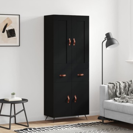 vidaXL Aparador alto madera contrachapada negro 69,5x34x180 cm