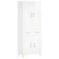 vidaXL Aparador alto madera contrachapada blanco brillo 69,5x34x180 cm