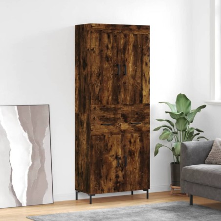vidaXL Aparador alto madera contrachapada roble ahumado 69,5x34x180 cm