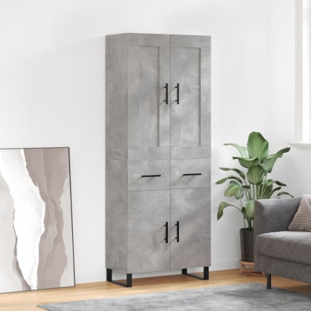 vidaXL Aparador alto madera contrachapada gris hormigón 69,5x34x180 cm