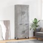 vidaXL Aparador alto madera contrachapada gris hormigón 69,5x34x180 cm