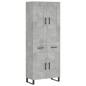 vidaXL Aparador alto madera contrachapada gris hormigón 69,5x34x180 cm