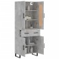 vidaXL Aparador alto madera contrachapada gris hormigón 69,5x34x180 cm