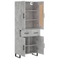 vidaXL Aparador alto madera contrachapada gris hormigón 69,5x34x180 cm