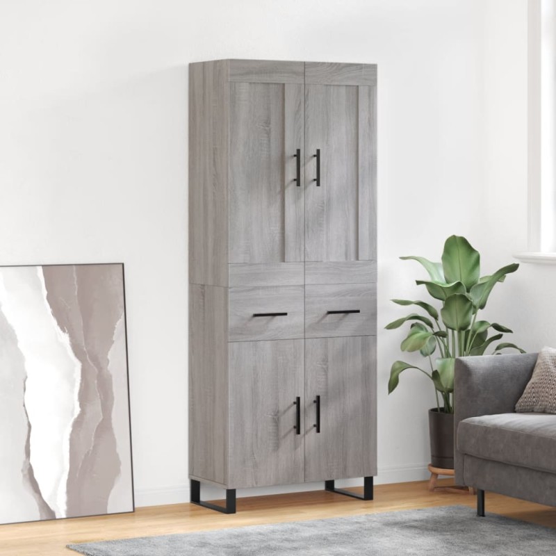 vidaXL Aparador alto madera contrachapada gris sonoma 69,5x34x180 cm vidaXL Aparador alto madera contrachapada gris sonoma 69,5x34x180 cm