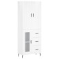 vidaXL Aparador alto madera contrachapada blanco brillo 69,5x34x180 cm