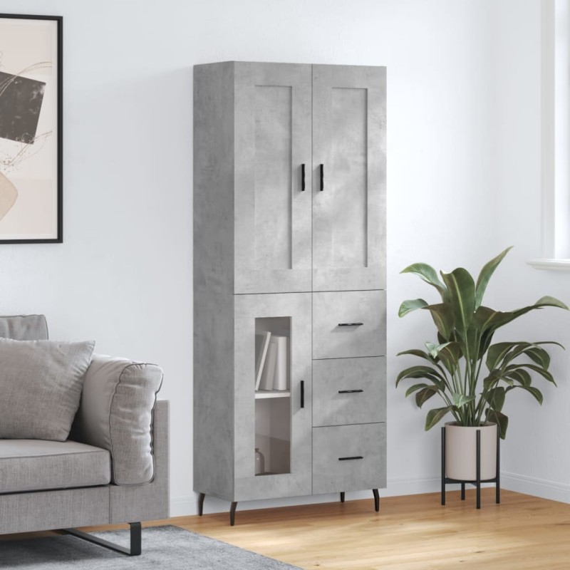 vidaXL Aparador alto madera contrachapada gris hormigón 69,5x34x180 cm vidaXL Aparador alto madera contrachapada gris hormigón 69,5x34x180 cm