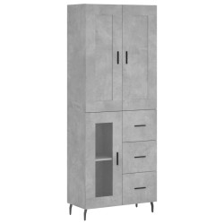 vidaXL Aparador alto madera contrachapada gris hormigón 69,5x34x180 cm