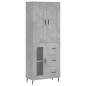 vidaXL Aparador alto madera contrachapada gris hormigón 69,5x34x180 cm vidaXL Aparador alto madera contrachapada gris hormigón 69,5x34x180 cm