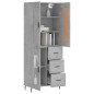 vidaXL Aparador alto madera contrachapada gris hormigón 69,5x34x180 cm vidaXL Aparador alto madera contrachapada gris hormigón 69,5x34x180 cm