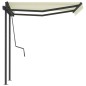 vidaXL Toldo manual retráctil con postes color crema 3,5x2,5 m vidaXL Toldo manual retráctil con postes color crema 3,5x2,5 m