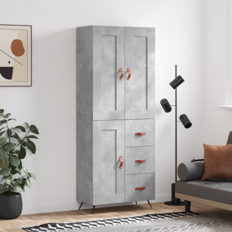 vidaXL Aparador alto madera contrachapada gris hormigón 69,5x34x180 cm