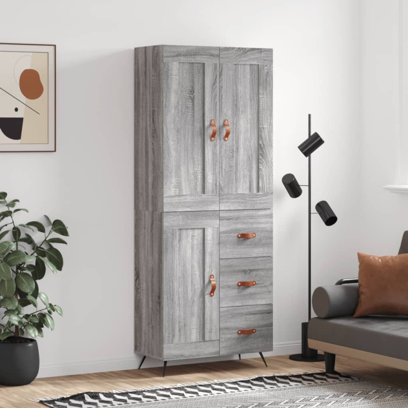 vidaXL Aparador alto madera contrachapada gris sonoma 69,5x34x180 cm vidaXL Aparador alto madera contrachapada gris sonoma 69,5x34x180 cm