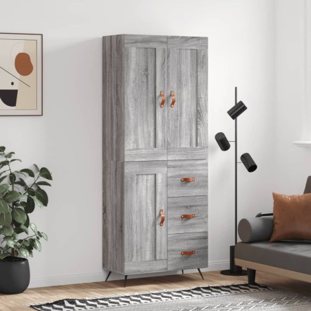 vidaXL Aparador alto madera contrachapada gris sonoma 69,5x34x180 cm