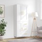 vidaXL Aparador alto madera contrachapada blanco brillo 69,5x34x180 cm