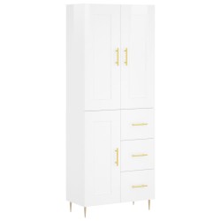 vidaXL Aparador alto madera contrachapada blanco brillo 69,5x34x180 cm