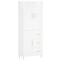 vidaXL Aparador alto madera contrachapada blanco brillo 69,5x34x180 cm