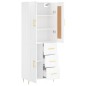 vidaXL Aparador alto madera contrachapada blanco brillo 69,5x34x180 cm