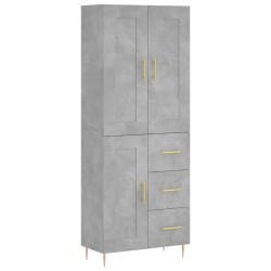 vidaXL Aparador alto madera contrachapada gris hormigón 69,5x34x180 cm