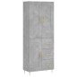 vidaXL Aparador alto madera contrachapada gris hormigón 69,5x34x180 cm