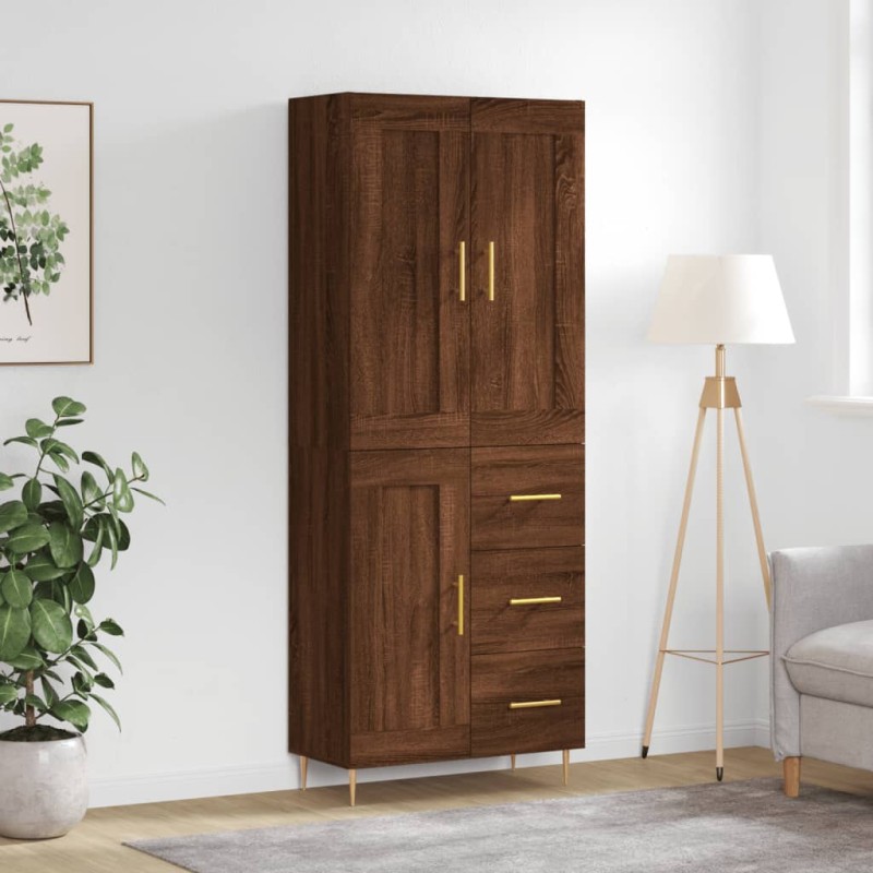 vidaXL Aparador alto madera contrachapada marrón roble 69,5x34x180 cm vidaXL Aparador alto madera contrachapada marrón roble 69,5x34x180 cm