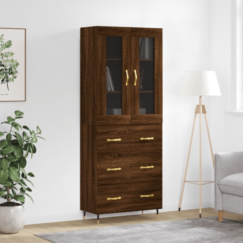 vidaXL Aparador alto madera contrachapada marrón roble 69,5x34x180 cm vidaXL Aparador alto madera contrachapada marrón roble 69,5x34x180 cm