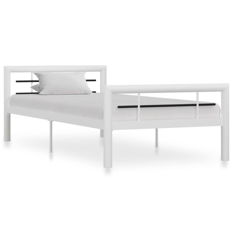 vidaXL Estructura de cama de metal blanco y negro 90x200 cm vidaXL Estructura de cama de metal blanco y negro 90x200 cm
