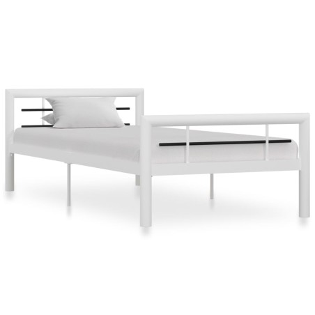 vidaXL Estructura de cama de metal blanco y negro 90x200 cm