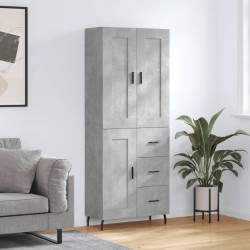 vidaXL Aparador alto madera contrachapada gris hormigón 69,5x34x180 cm