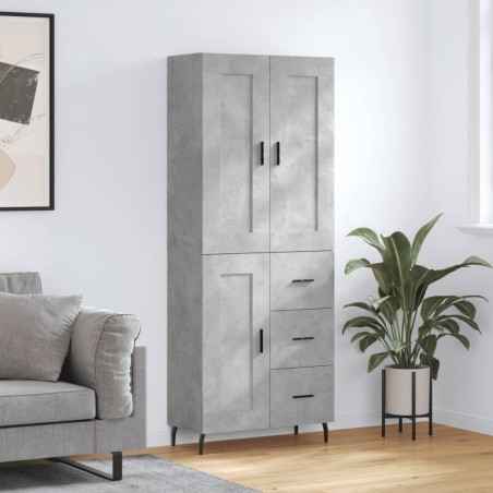 vidaXL Aparador alto madera contrachapada gris hormigón 69,5x34x180 cm