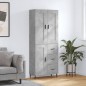 vidaXL Aparador alto madera contrachapada gris hormigón 69,5x34x180 cm