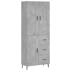 vidaXL Aparador alto madera contrachapada gris hormigón 69,5x34x180 cm