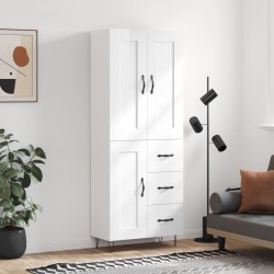 vidaXL Aparador alto madera contrachapada blanco brillo 69,5x34x180 cm