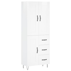vidaXL Aparador alto madera contrachapada blanco brillo 69,5x34x180 cm