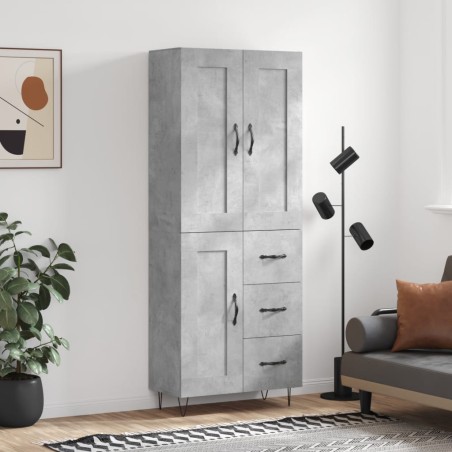 vidaXL Aparador alto madera contrachapada gris hormigón 69,5x34x180 cm