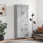 vidaXL Aparador alto madera contrachapada gris hormigón 69,5x34x180 cm