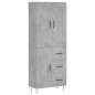 vidaXL Aparador alto madera contrachapada gris hormigón 69,5x34x180 cm
