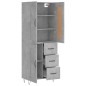 vidaXL Aparador alto madera contrachapada gris hormigón 69,5x34x180 cm