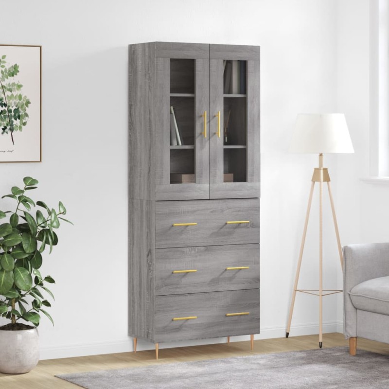 vidaXL Aparador alto madera contrachapada gris sonoma 69,5x34x180 cm vidaXL Aparador alto madera contrachapada gris sonoma 69,5x34x180 cm