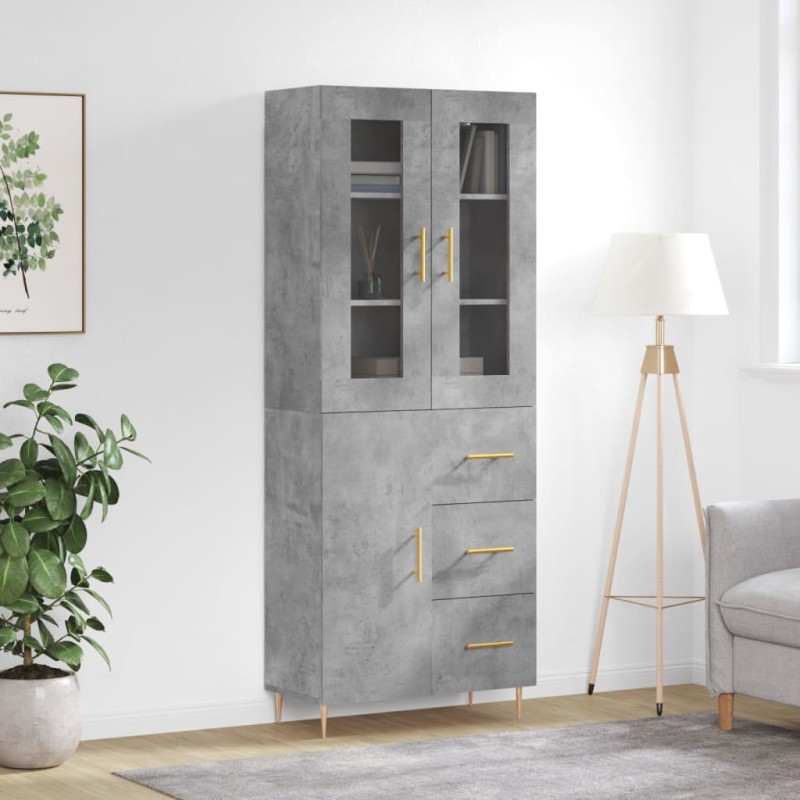 vidaXL Aparador alto madera contrachapada gris hormigón 69,5x34x180 cm vidaXL Aparador alto madera contrachapada gris hormigón 69,5x34x180 cm