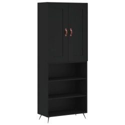 vidaXL Aparador alto madera contrachapada negro 69,5x34x180 cm